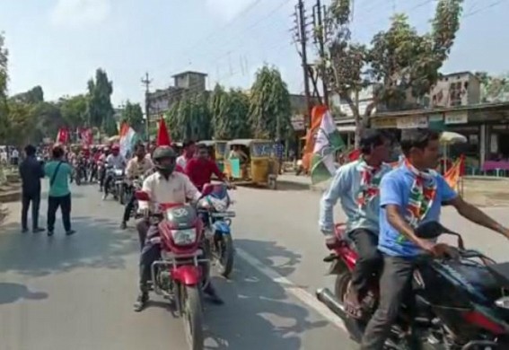 Bike Rally organized in Teliamura by Left-Congress for candidate Ashok Kumar Baidya Bike Rally organized in Teliamura by Left-Congress for candidate Ashok Kumar Baidya